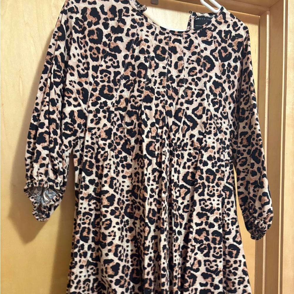 ASOS Leopard Print Midi Dress in Brown and Black